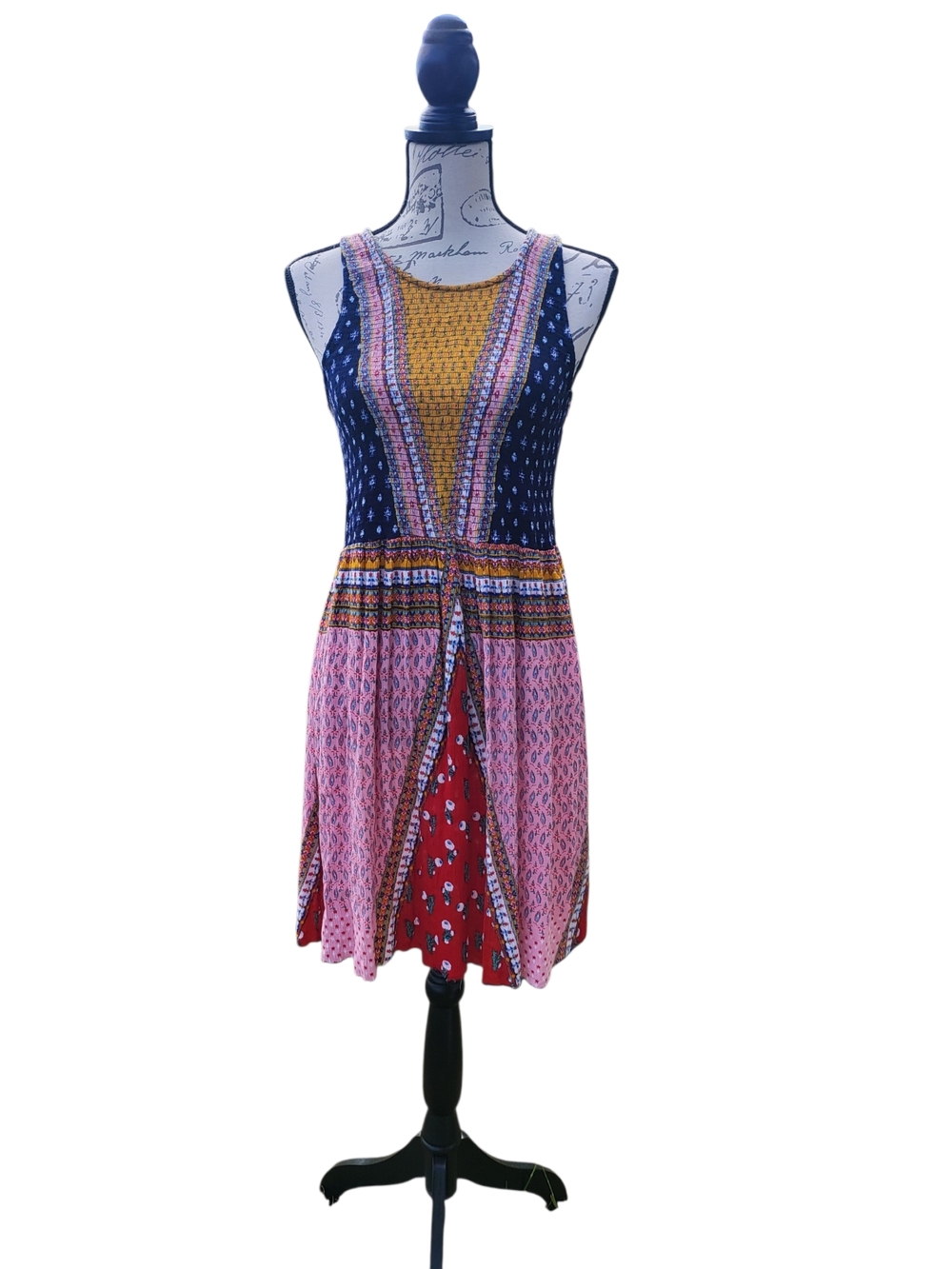 Patrons of Peace Mixed Print Boho Sleeveless Dress Medium - Picture 2 of 6
